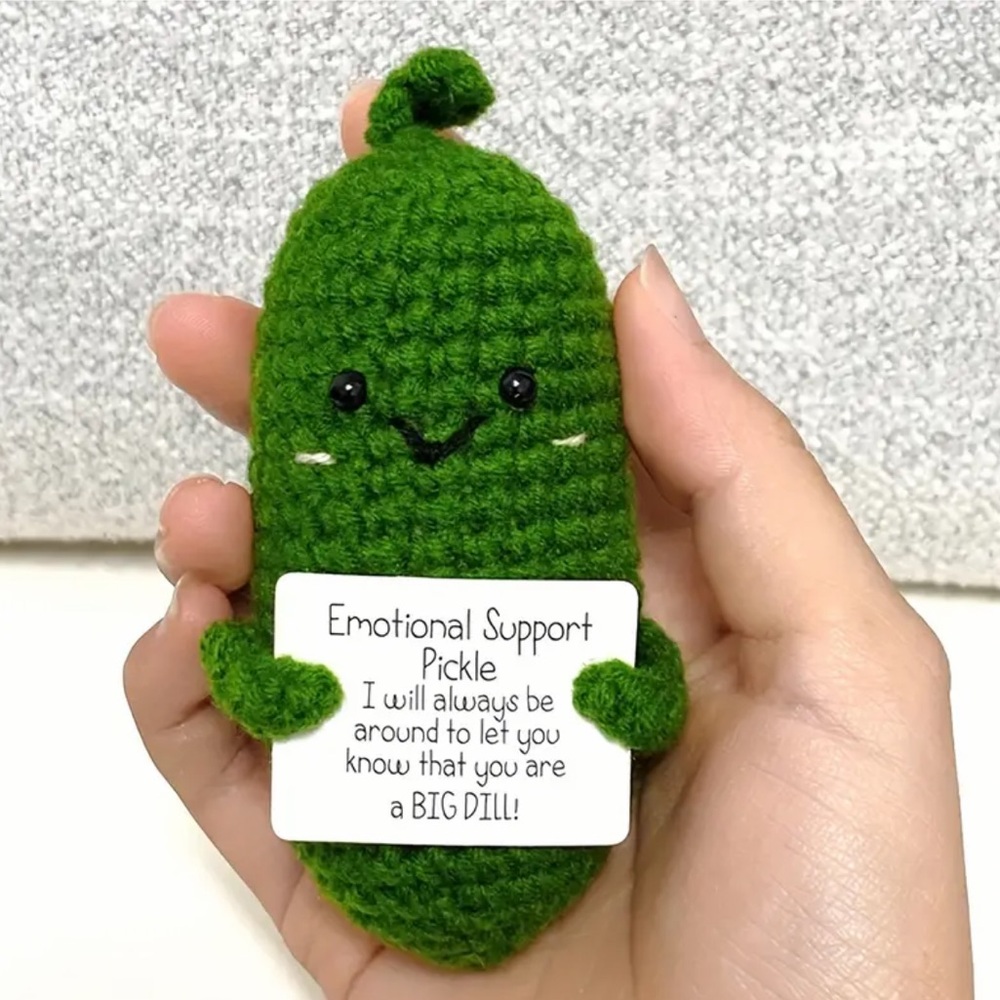 Positive Cheer Emotional Support Dill Pickle Crochet Knit - Picture 2 of 5